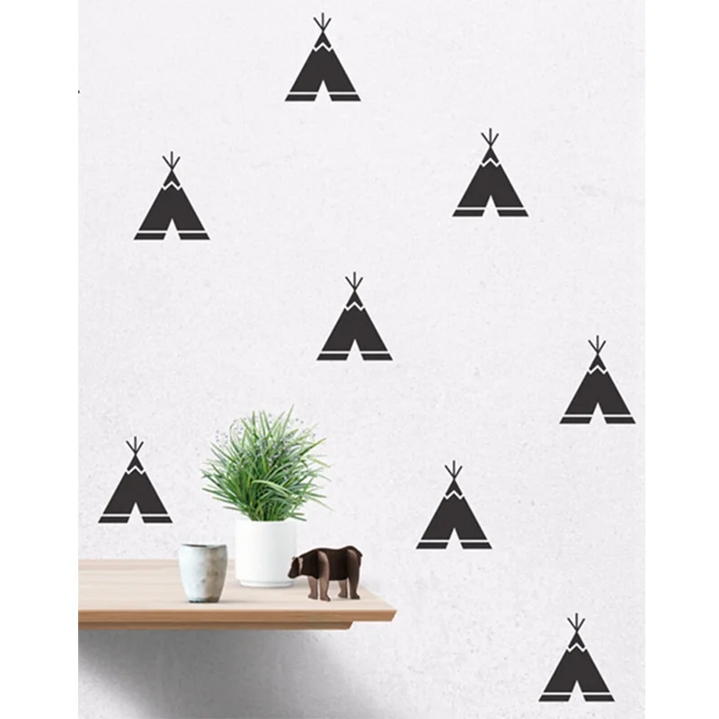 Autocollants muraux tipi de dessin animé, autocollants muraux tipi amovibles,