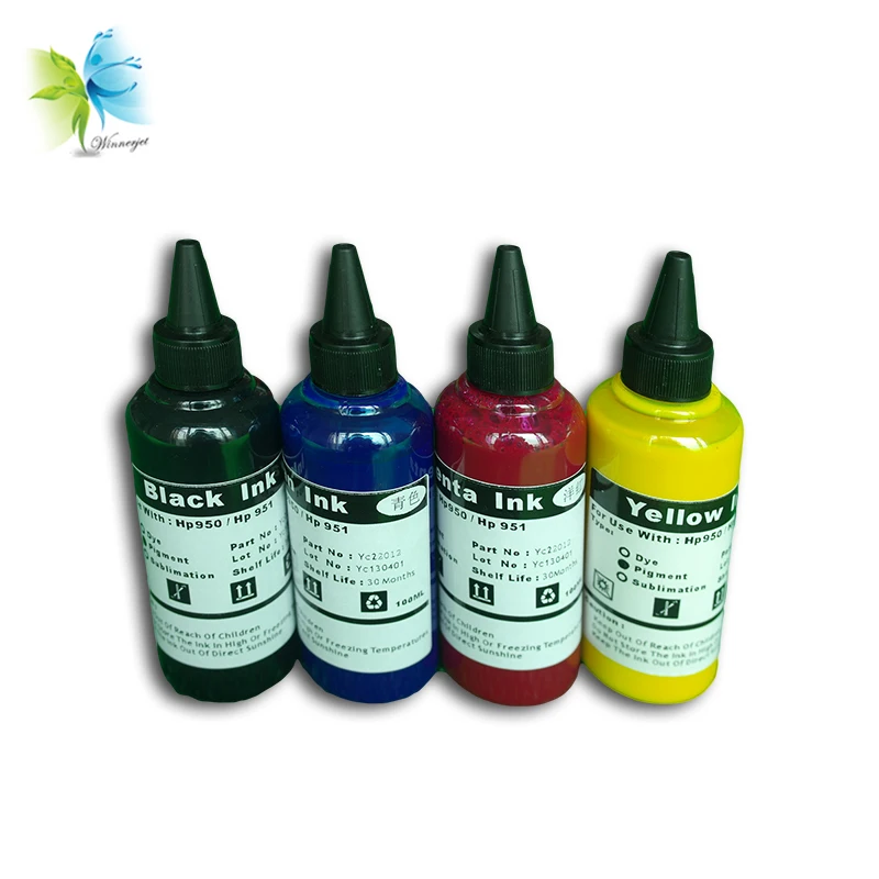 Winnerjet 5 Sets 4 Colors 100ml for HP Photosmart 2575 8050 C4180 D5160 Deskjet 6940 D4160 Printer Refill Dye Ink