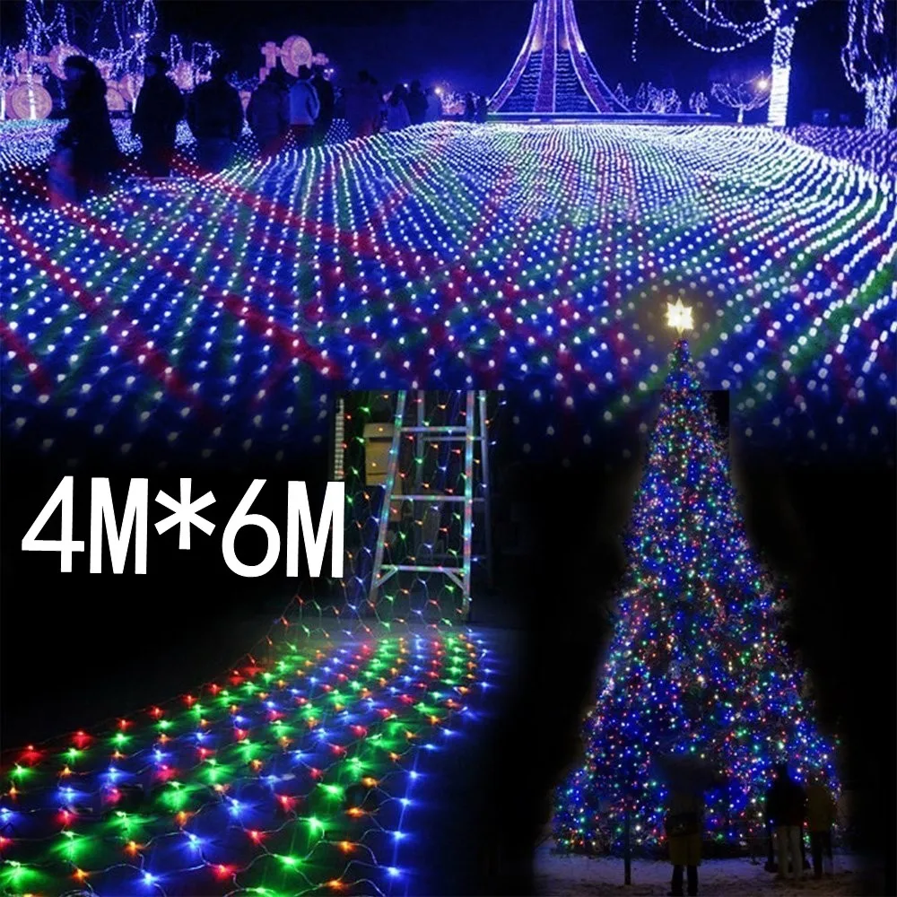 Imagem -03 - Prova Impermeável Água 4m 6m Net Led Natal Luzes Led Luzes de Fadas Rede Malha Redes Luzes de Fadas ao ar Livre Jardim Ano Novo Casamento Feriado à