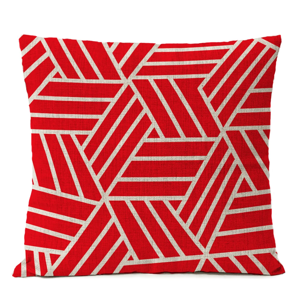 Nordic Geometric Red Christmas Pillow Cover Stripe Cushion Cover Home Decorative Throw Linen Pillowcase sofa Pillow Covers