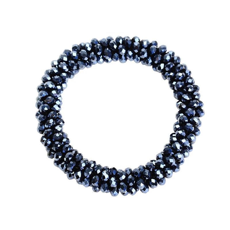 Molans Scrunchies Hair Accessories For Women Solid Rubber Band Temperament Beads Elastic Hair Tie Bands Bling Silver Beads - Image 6