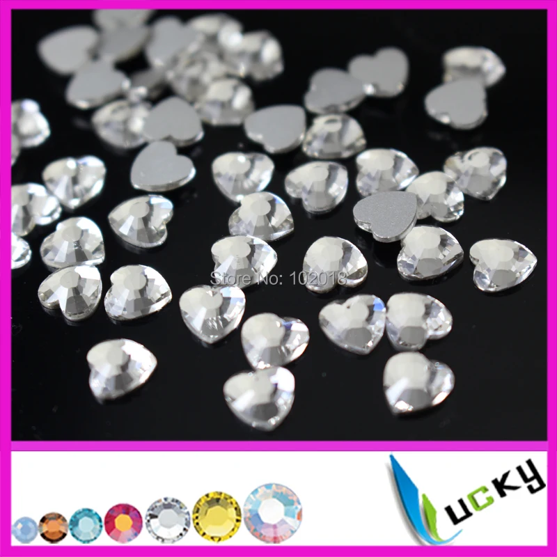 2015 new design shaped nail crystal!100pcs 6x6mm clear color flat back non hotfix rhinestones heart shape strass