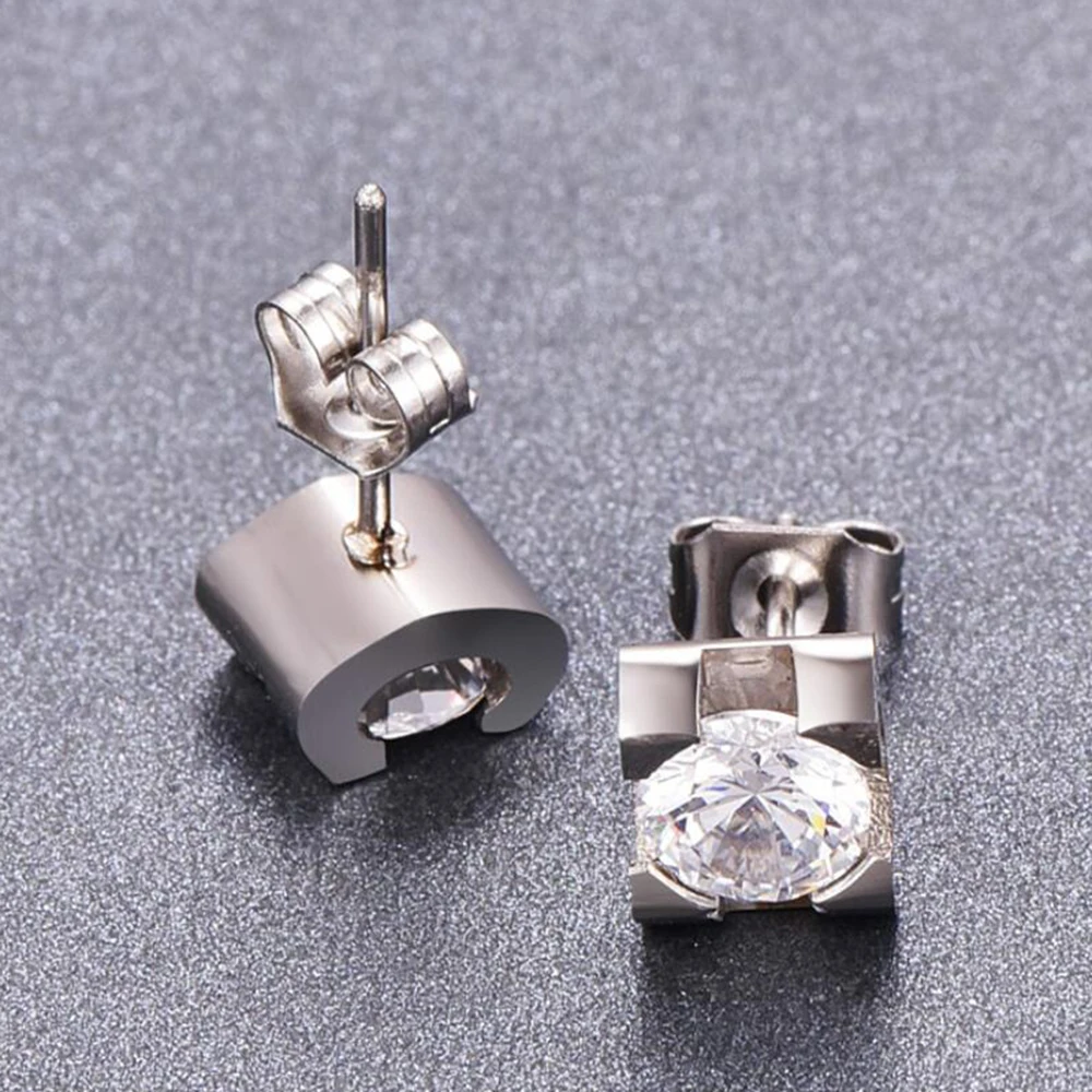 Brand Design Stainless Steel Stud Earrings Hot Sale Women Zircon Rose Gold Color Stud Earrings Fashion Accessories