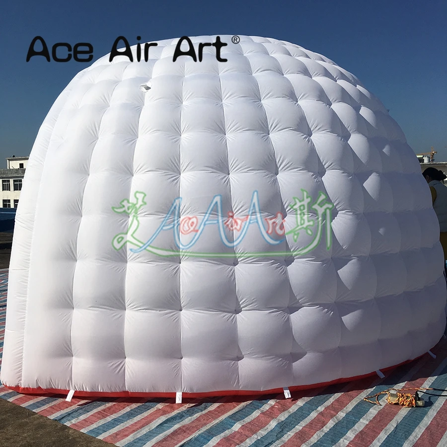 ยักษ์งานแต่งงาน Marquee Igloo Party เต็นท์สีขาว Air Inflatable เต็นท์โดม LED Circus เต็นท์สําหรับกิจกรรม