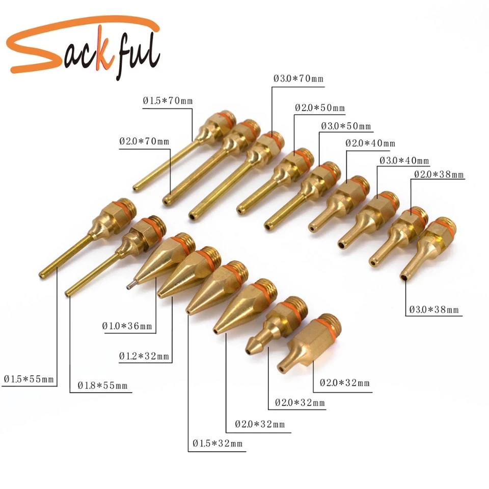 Hot Melt Glue Gun Accessories Pure Copper Nozzle Long Short Small-bore Large Diameter 1.2x32mm 1.0x36mm with Spanner/Gifts