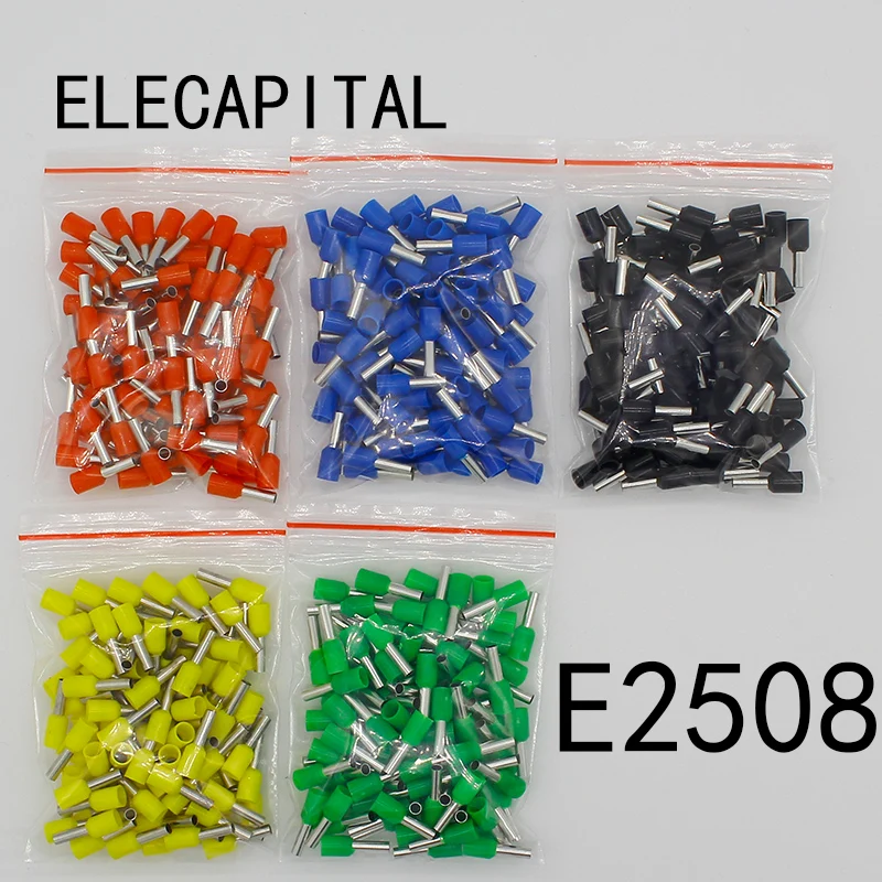 E2508 Tube insulating terminals 2.5MM2 100PCS/Pack Insulated Cable Wire Connector Insulating Crimp Terminal Connector E-