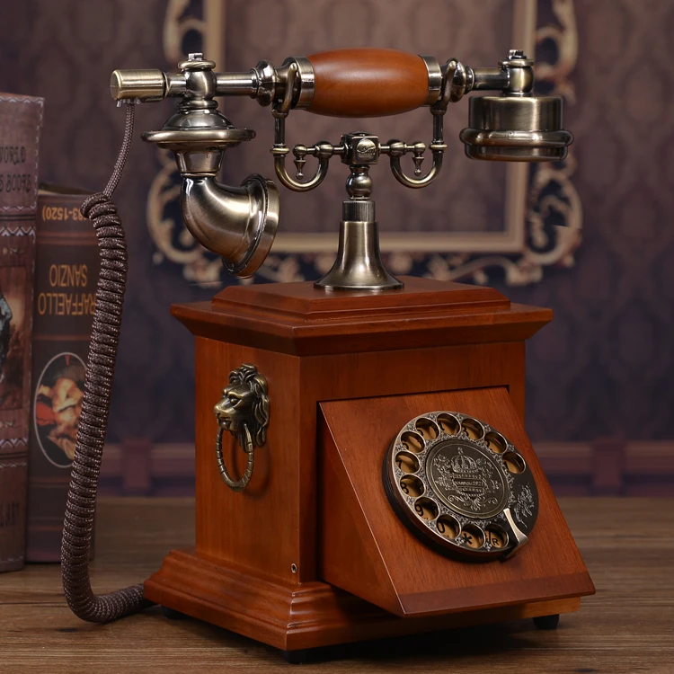 Classical Brand Retro style Old fashioned rotary solid wood telephone vintage dial  fixed Wired phone