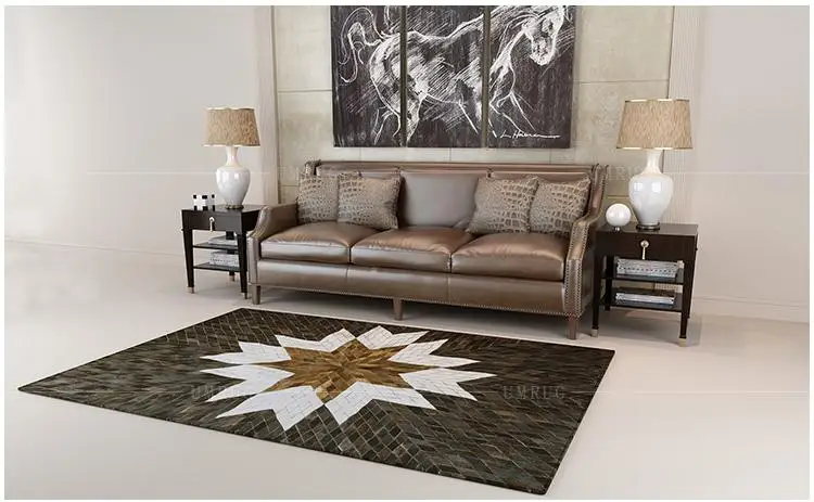 

free shipping 100% natural genuine cow leather furs tapetes de quarto
