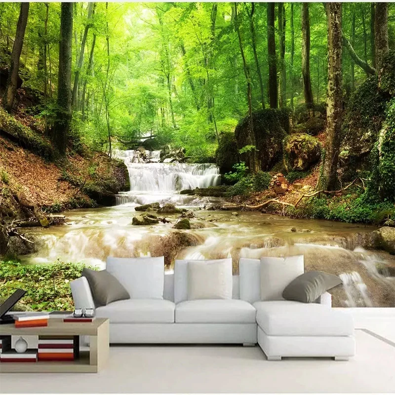 Personalizado foto papel de parede hd cachoeira água paisagem mural sala estar tv sofá quarto decoração casa pano parede 3d