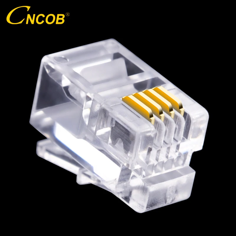 CNCOB 4P4C RJ9 telephone handset connector 4-core audio connector 4-wire plug Gold-plated copper chip 100pcs