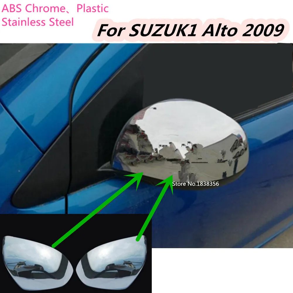 車のabsクロームバックリアビューサイドドアミラーカバースティックトリムフレームスズキアルト2009 2010 2011 2012 2013 2014 2015 2016