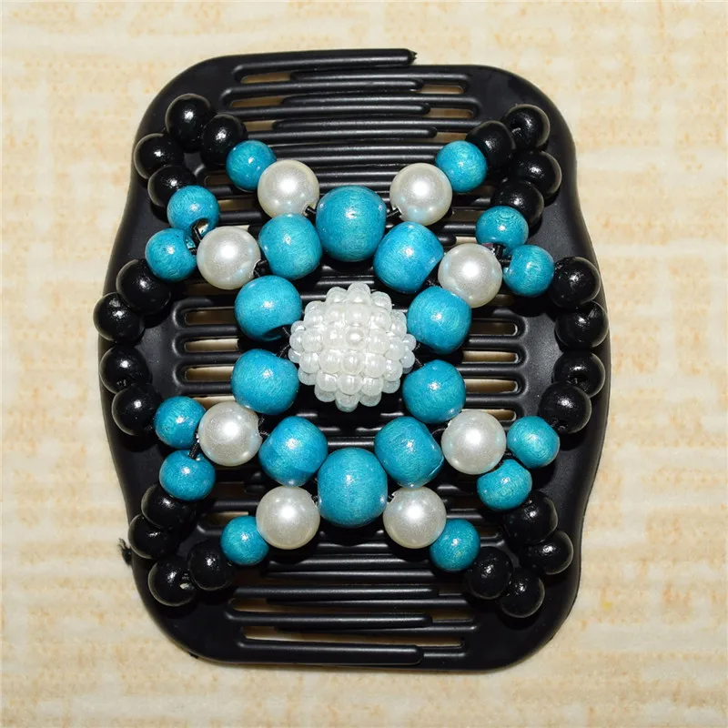 BLUE PEARL FLOWER beads and mix colour magic comb 20 pcs/lot  classical comb easy updo special christmas comb