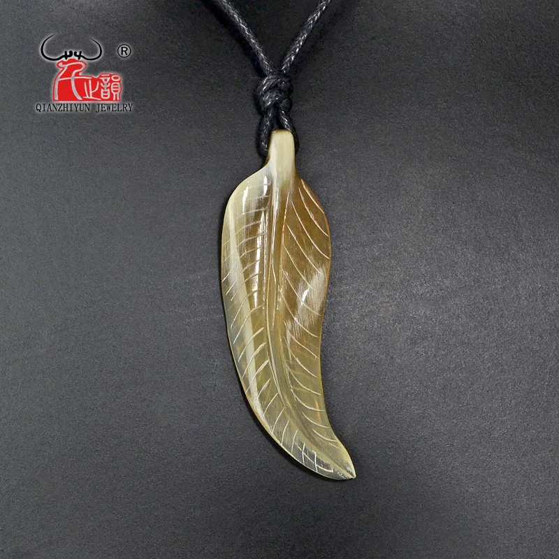 1PC New Zealand Surfer Handmade Carved Feather Yak horn Pendant Primitive tribal necklace Gifts for men and women