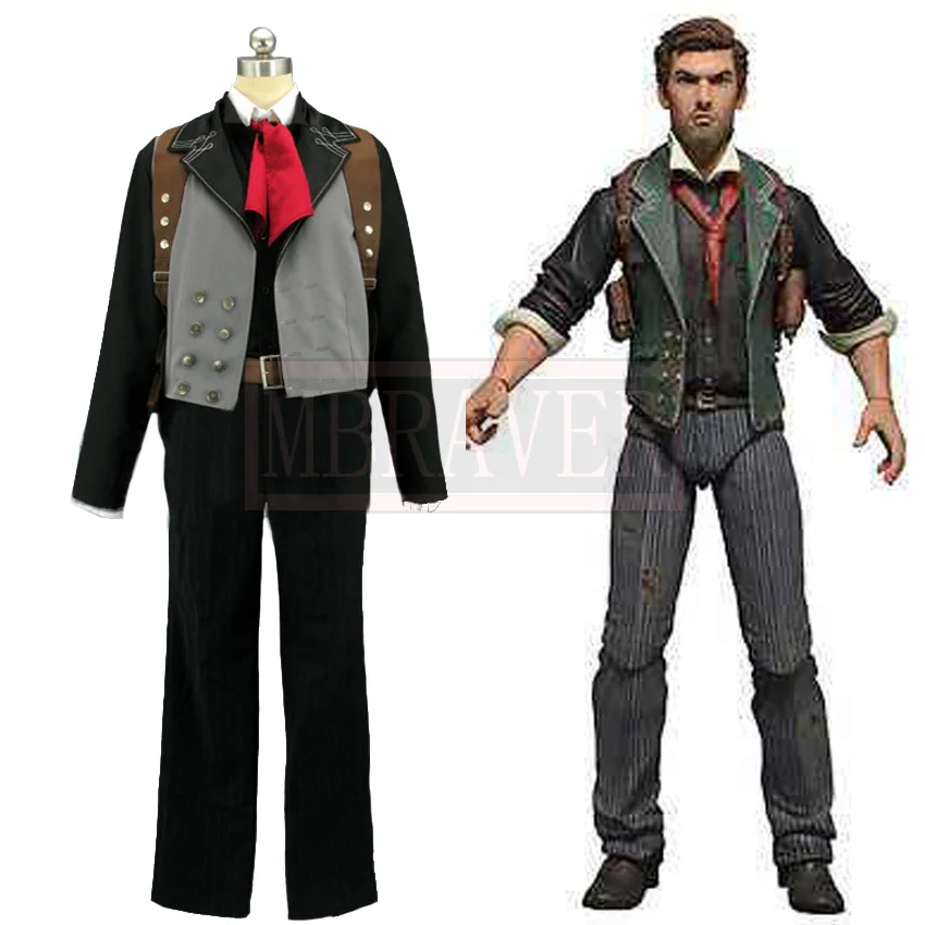 

BioShock Infinite Booker DeWitt Adult Men's Outfit Suit Game Halloween Party Cosplay Costume Custom Made Free Shipping