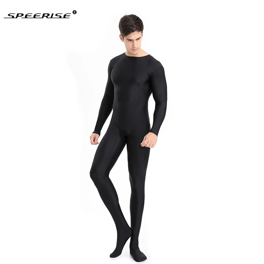 Speerise adulto preto de corpo inteiro zentai elastano footed macacões apertados magros para as mulheres cosplay unitard men trajes de halloween