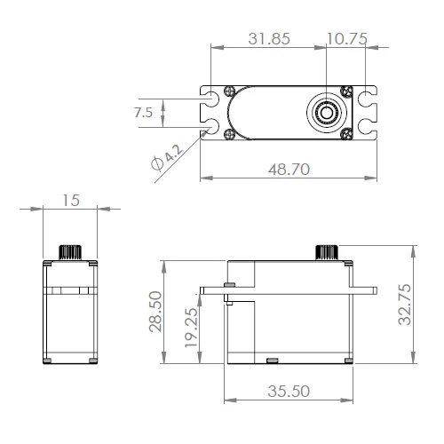 MKS HV747 servo hollow cup motor torque 15kg-cm/0.13s@8.2V CNC metal shell is suitable for glider tail/electric air