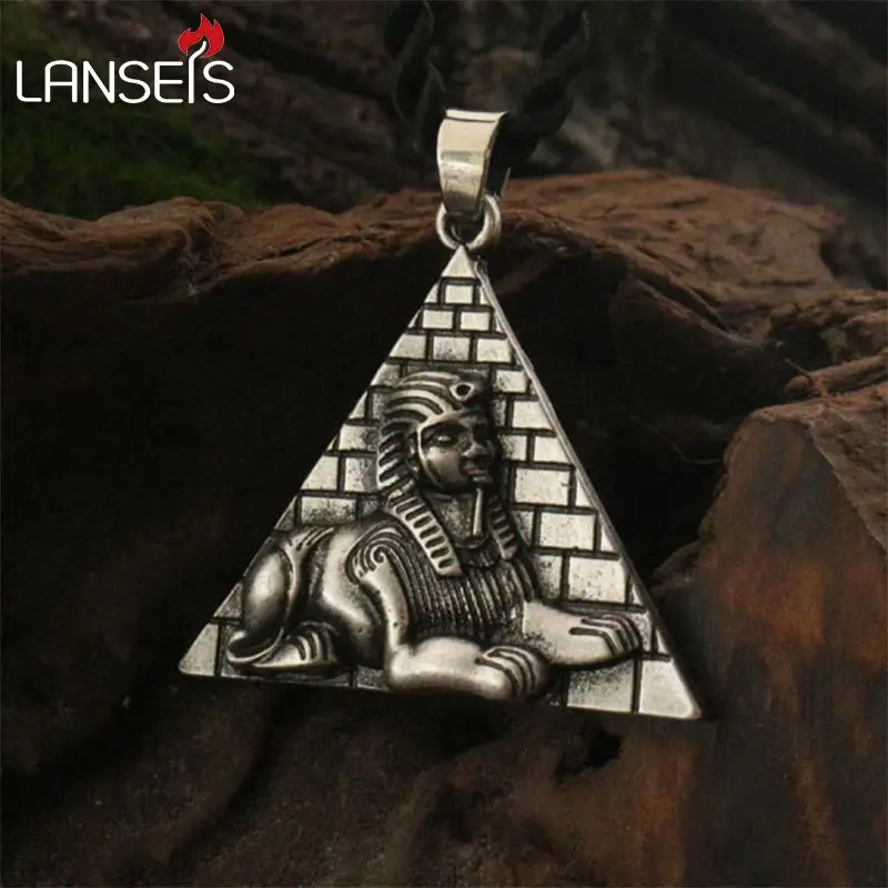 

lanseis 10pcs Egyptian Pharaoh Tut Portrait Pyramid ,High Relief Pendant