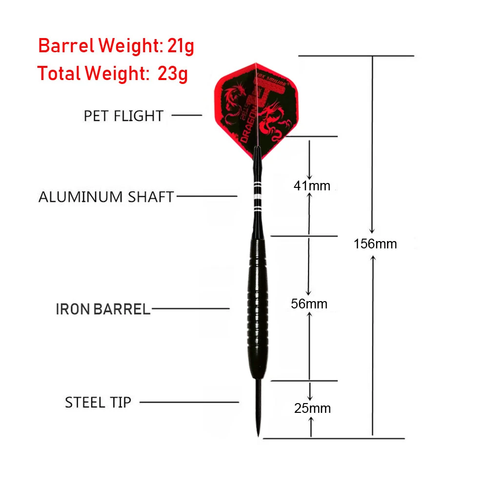 3PCS 23g Professional Steel Tip Darts With Aluminum Shaft Fox Smiling Good Qualtiy Nice Flights Black Barrel Darts Gift image 2