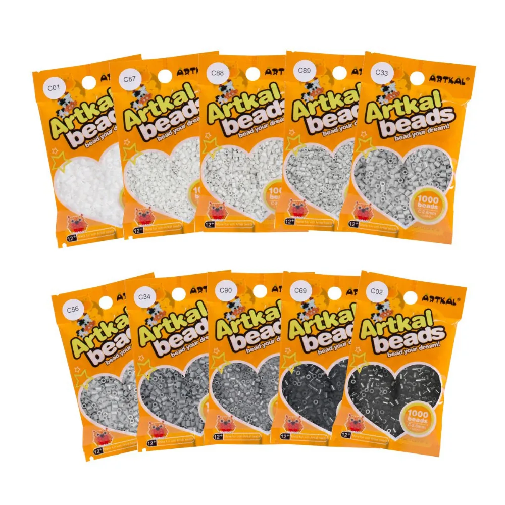 10 bags Artkal Fuse Beads 1000 pcs/bag Gray Colors C-2.6mm Mini Hama Beads Funny Perler