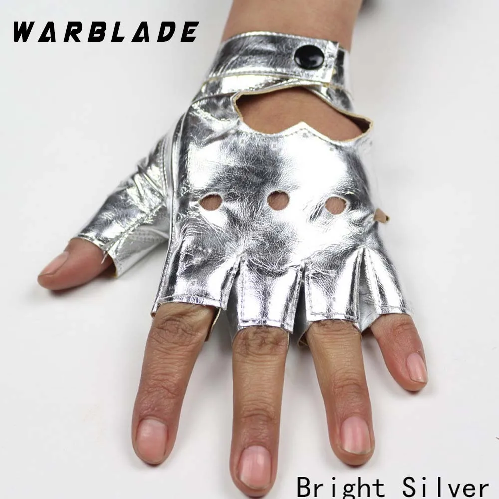 WarBLade – gants en cuir pour femmes, sans doigts, ajourés, étoile, spectacle de fête, mitaines respirantes