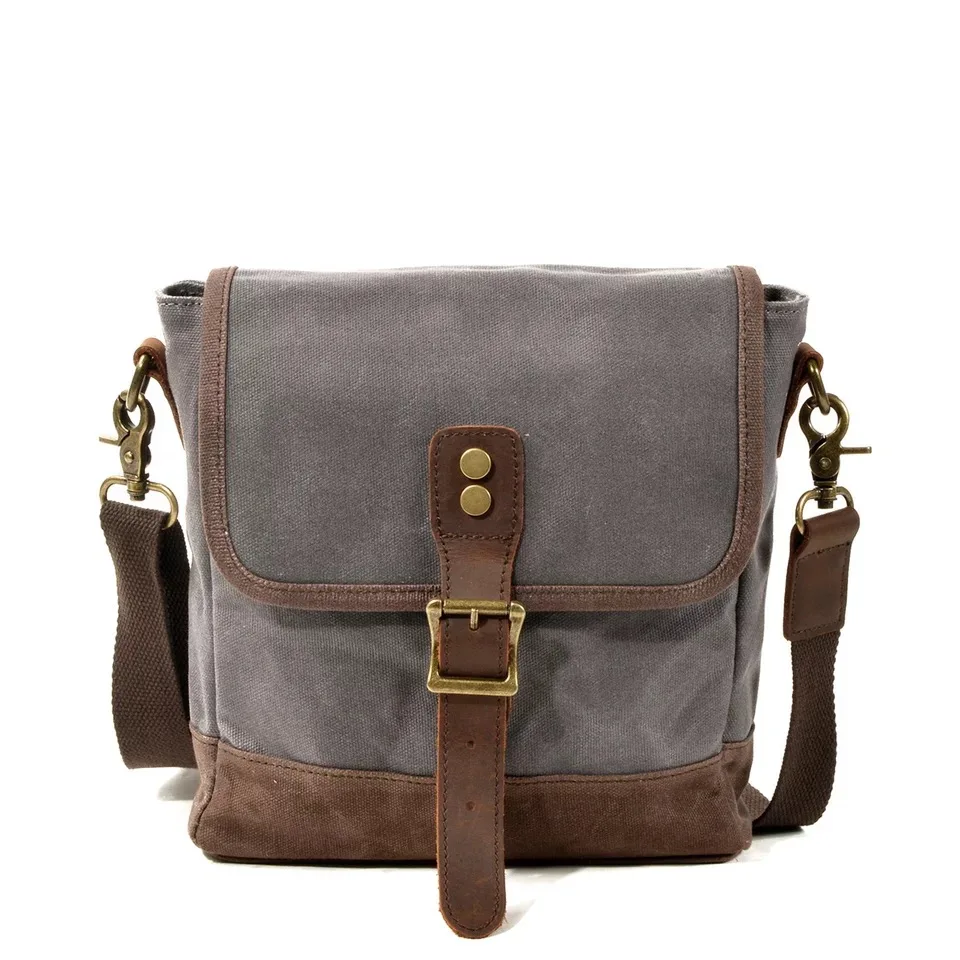 Men\'s Crossbody Bags Casual Canvas Travel Shoulder Bag Male Vintage Waterproof School Bags Leather Daily Small Messenger Satchel