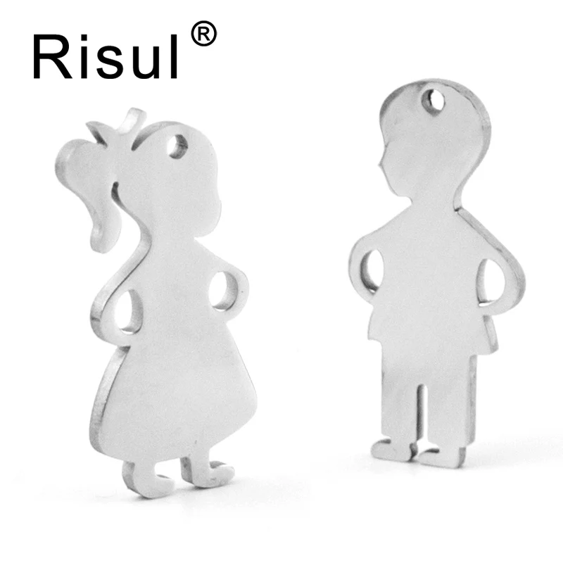 

Risul stand akimbo boy girl Pendants with hands on hips Children boy girls blank mirror polish stainless steel wholesale 50pcs