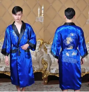 Public bathhouse Spa Chinese Robe Kimono Nightgown Dragon Sleepwear traditional chinese kimono dress men bathrobe pajamas