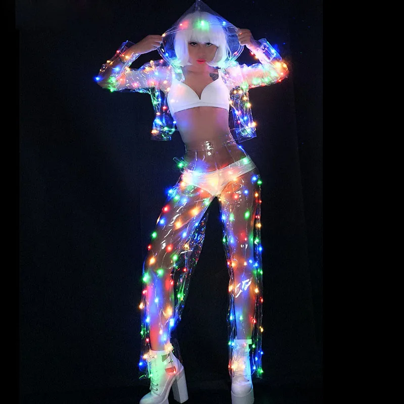 Sexy colourful LED lights Performance clothes Music Festival Nightclub Singer Dance Team DJ Disco dancing Costume