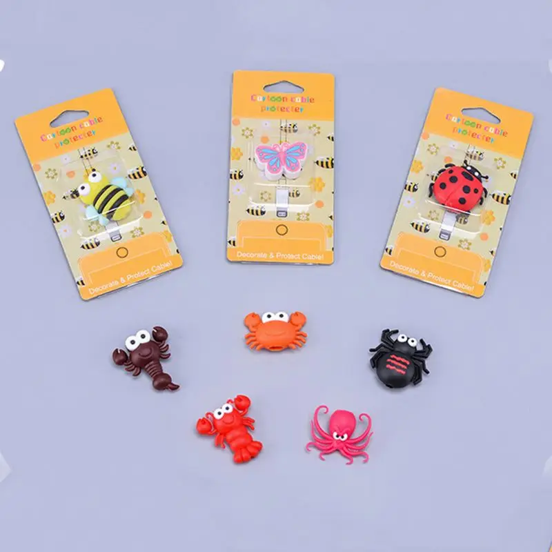 Cute Insect Shape USB Charger Cable Protective Cover Soft Silicone Data Line Wire Cord Protector For  iPhone Connector
