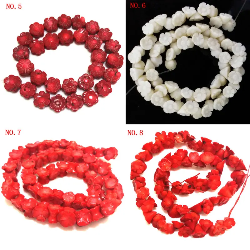 16 inches Flower Carved Natural Bamboo Coral Beads Loose Strand