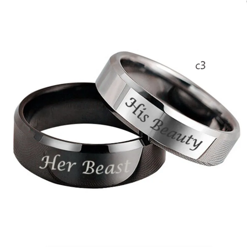 1 PCS Her Beast His Beauty Ring Couple Rings Wedding Jewelry for Lovers Engagement Promise Jewelry