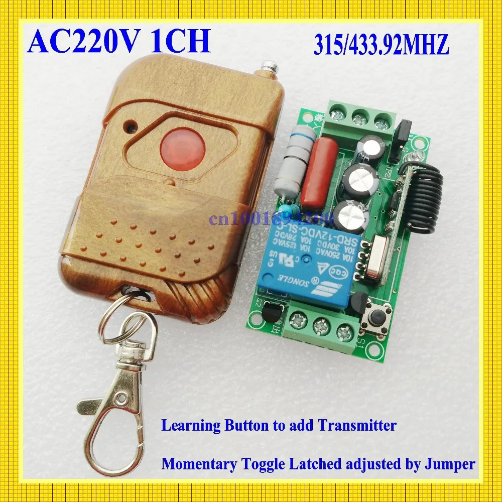 220V 1CH RF Wireless Remote Switch Receiver&Transmitter Light Lamp LED SMD ON OFF Switch10A Relay Momenrary Toggle  315/433.92