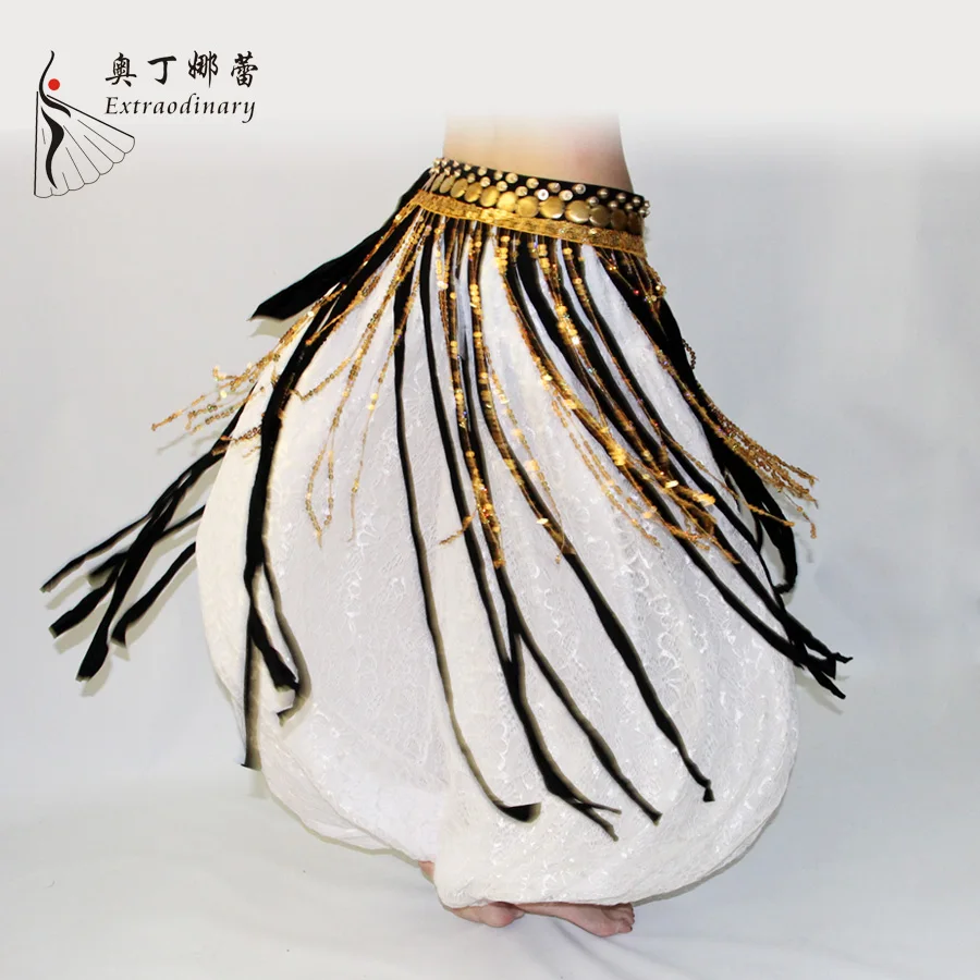 Tribal dance Long Fringe Hip Scarf Belly Dance Coin Belt