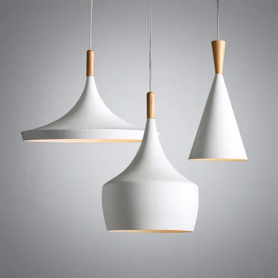 

ABC 3pcs/lot White Wood Aluminum Musical Instrument Beat Pendant Light Fixture Modern Nordic Hanging Lamp Luminaria Dining Room