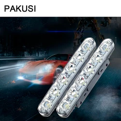 PAKUSI NEW 1Pair Car LED DRL Lights 12V 6LED fog lamp with yellow turn signal For Renault BWM e46 Ford Audi A6 A3 VW accessories