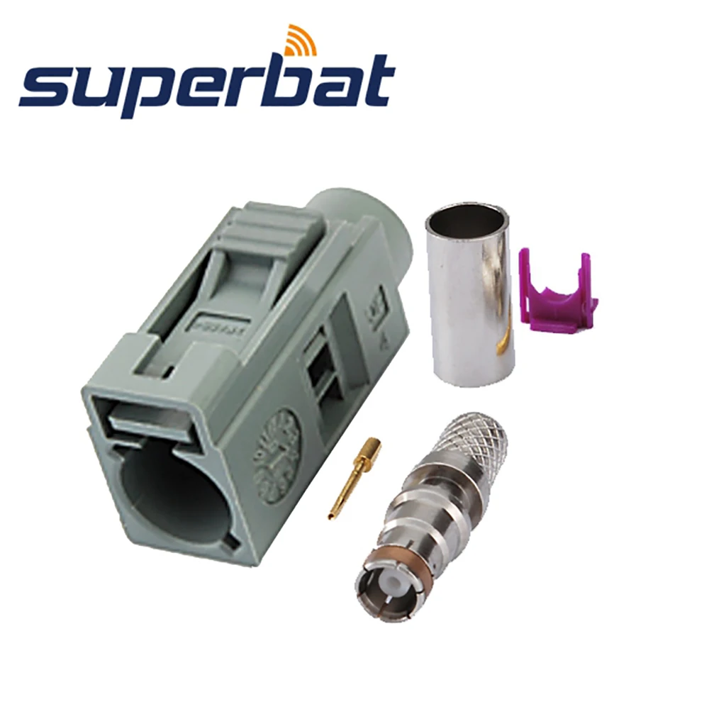 Superbat Fakra G Grey Crimp Female Remote Control Keyless Entry RF Connector for Coaxial Cable RG58 LMR195