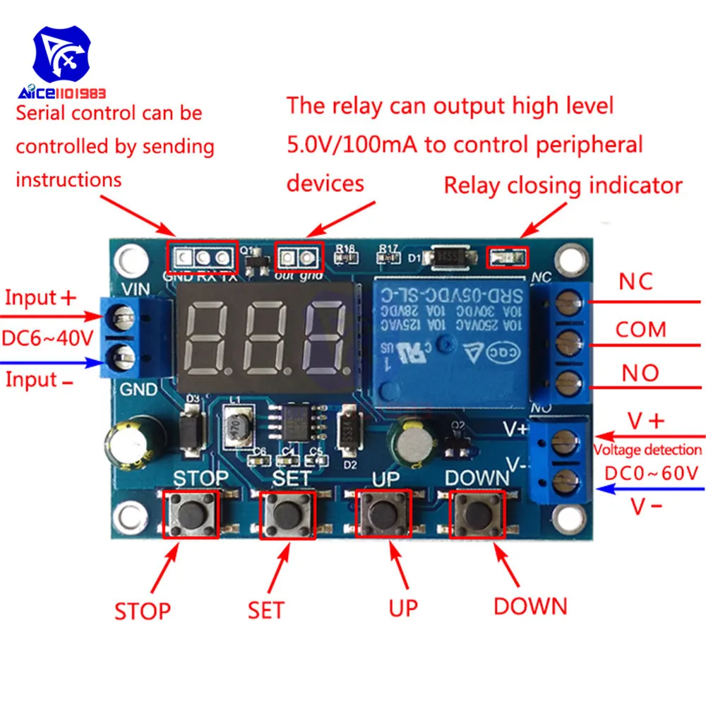 Battery Charge/Discharge Module Integrated Voltmeter Undervoltage/Overvoltage Protection Timing Charge/Discharge Communication