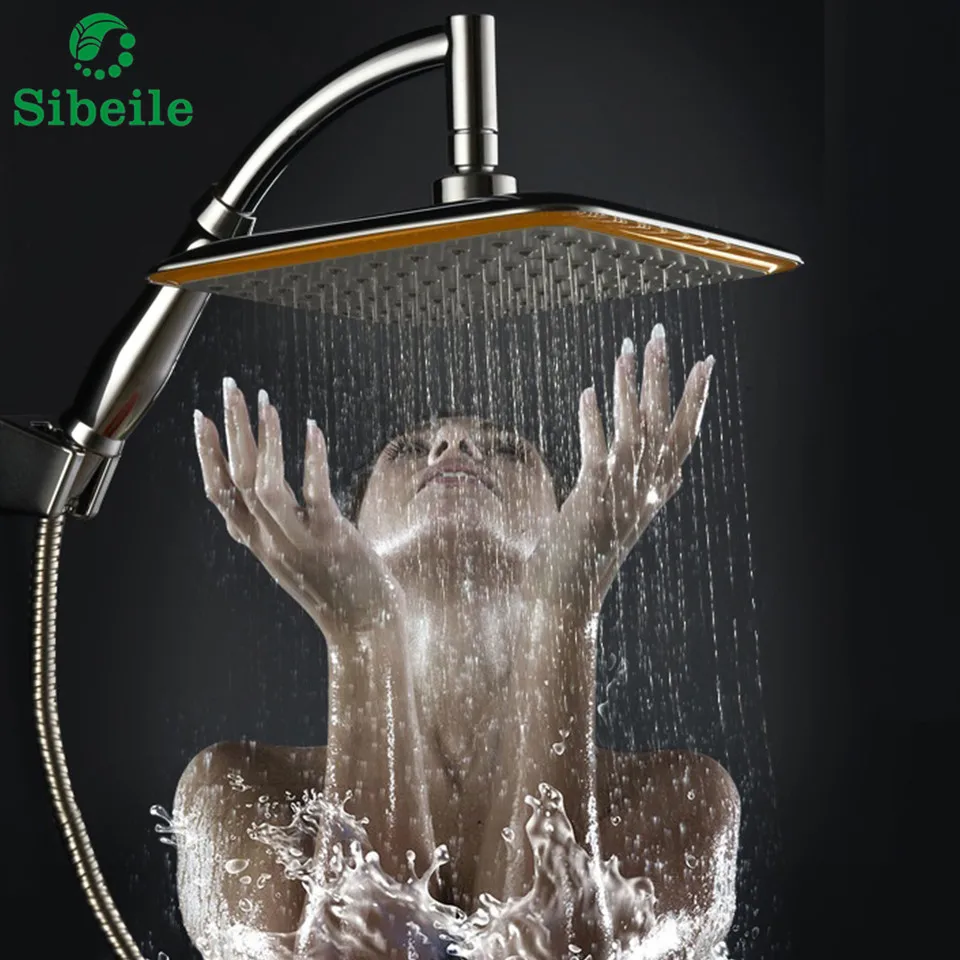 

SBLE 8 Inch High Pressure Water Saving Shower Head Ultra thin Stainless Steel Water Booster Rain Shower Bathroom Shower Head