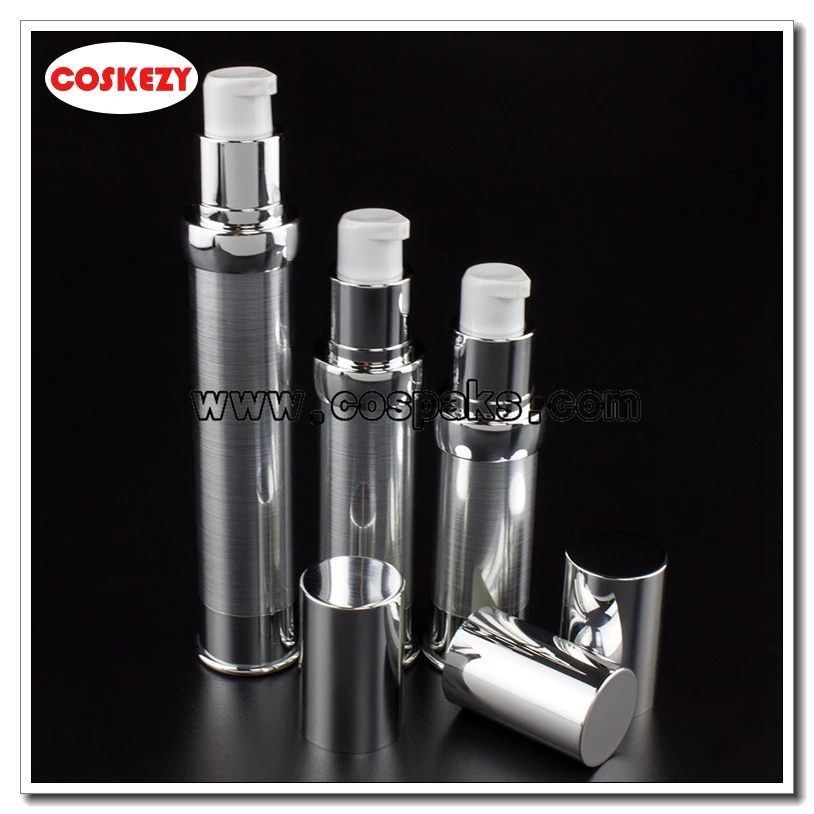 100pcs ZA218 30ml airless lotion pump bottles, 30ml silver airless pump bottle manufacturers, 30ml airless pump packaging