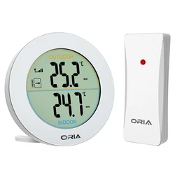 ORIA Termometro per interni ed esterni Termometro wireless digitale Sensore remoto di temperatura LCD Temperatura esterna per ufficio domestico