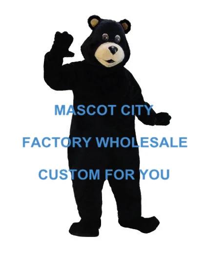 

Good Quality Black Bear Mascot Costume Adult Size Black Bear Outfit Suit Fancy Dress with Mini Fan and Helmet SW525