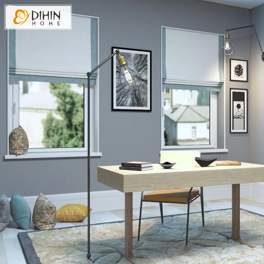 Modern Custom Roman Shades With Band More Colors Light Filter / Full Blackout Roman Shade Easy Install Window Curtains