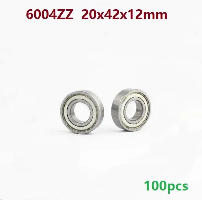 100pcs/lot 6004ZZ 6004Z 6004 ZZ Z 20*42*12mm double shielded Deep Groove Ball bearing shaft 20x42x12 mm