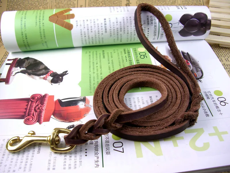 

Braided Real Genuine Cow Leather Small Dog Leash Walking Training Leads for Pet 0.8cm width