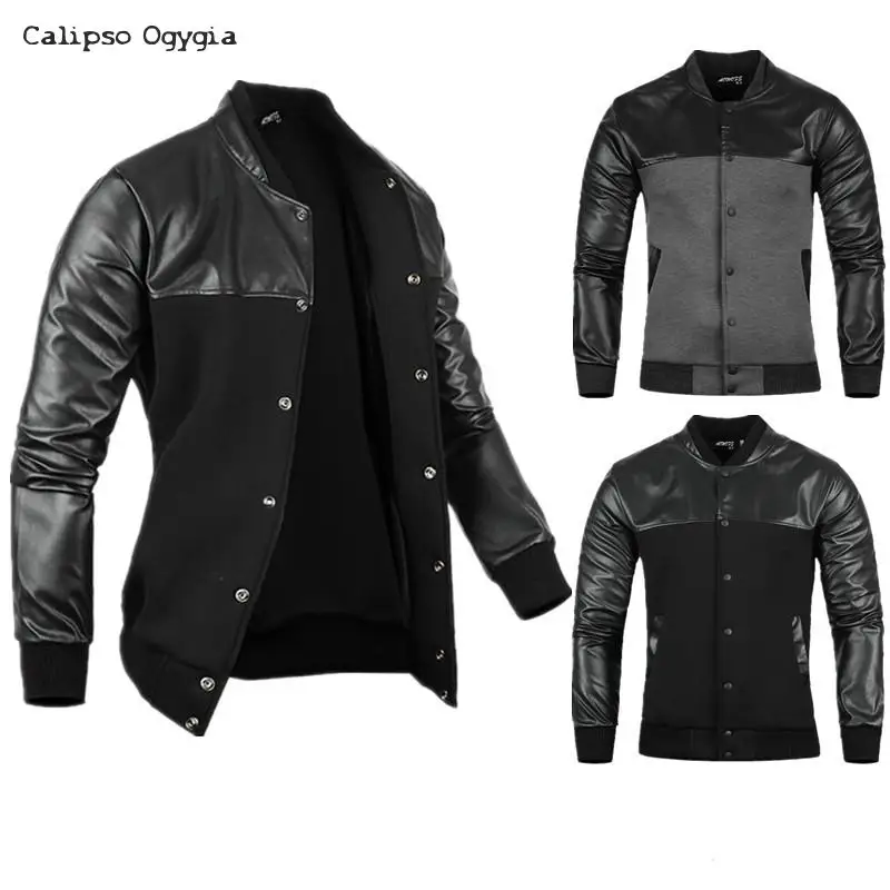 

Men's motorcycle jackets casual Collar stitching leather jacket coat outwear Spring And Autumn Season Casual Clothes COML35