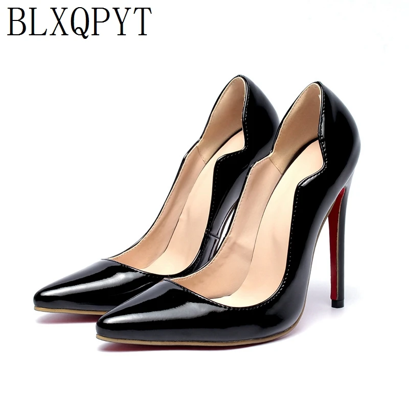 BLXQPYT Super Size 34-52 Patent Leather Pumps Fashion Office Women Sexy High Heels(12cm) Women\'s Wedding Shoes woman Party 116