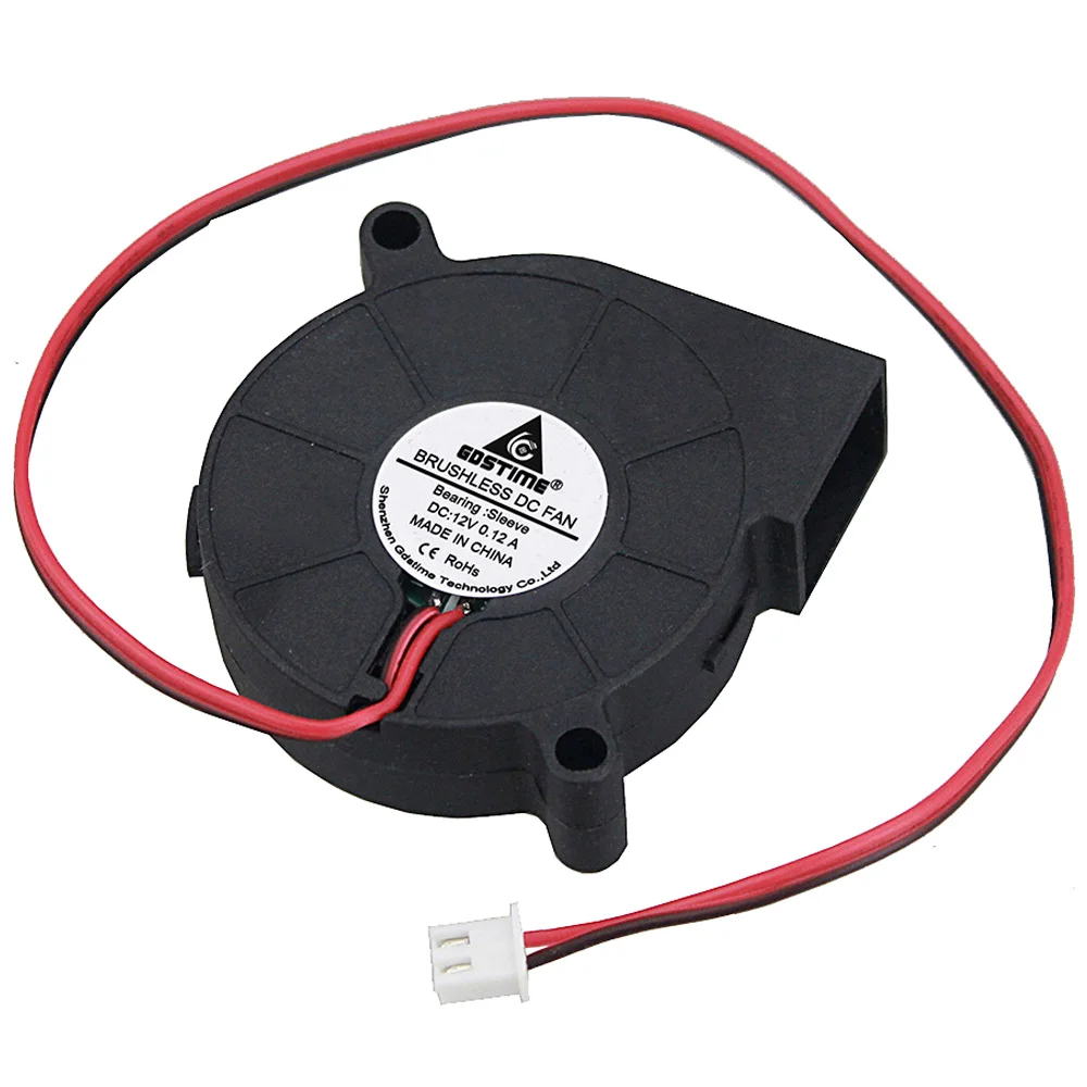 10 pcs/lot Gdstime 0.12A 5015 12V 2Pin 50mm 50x50x15mm 5cm PC CPU Centrifugal Turbo Blower Fan