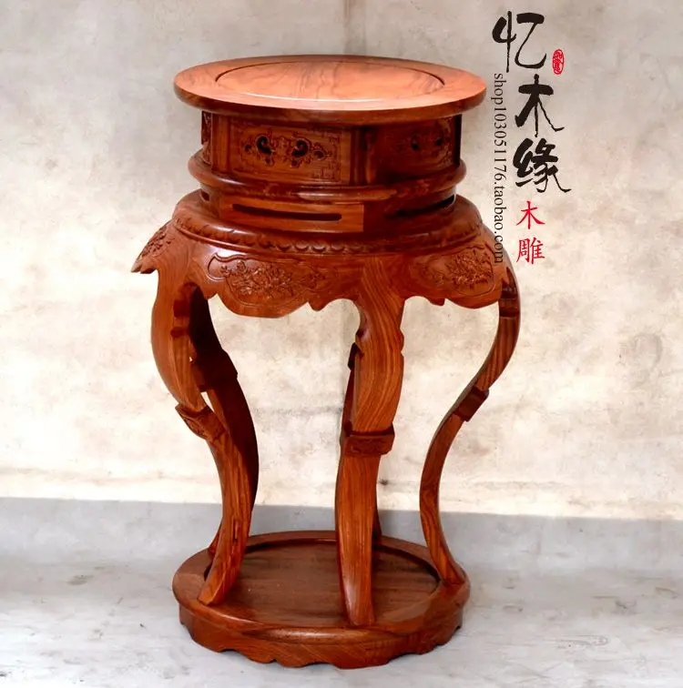 Chinese antique mahogany furniture African rosewood Flower Bonsai pure wood shelf rack frame technology