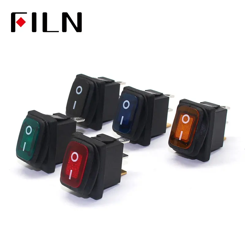 kcd1-101 3 pins mini on off seal waterproof rocker switch in 12v red lighting 6a250vac 13x19mm