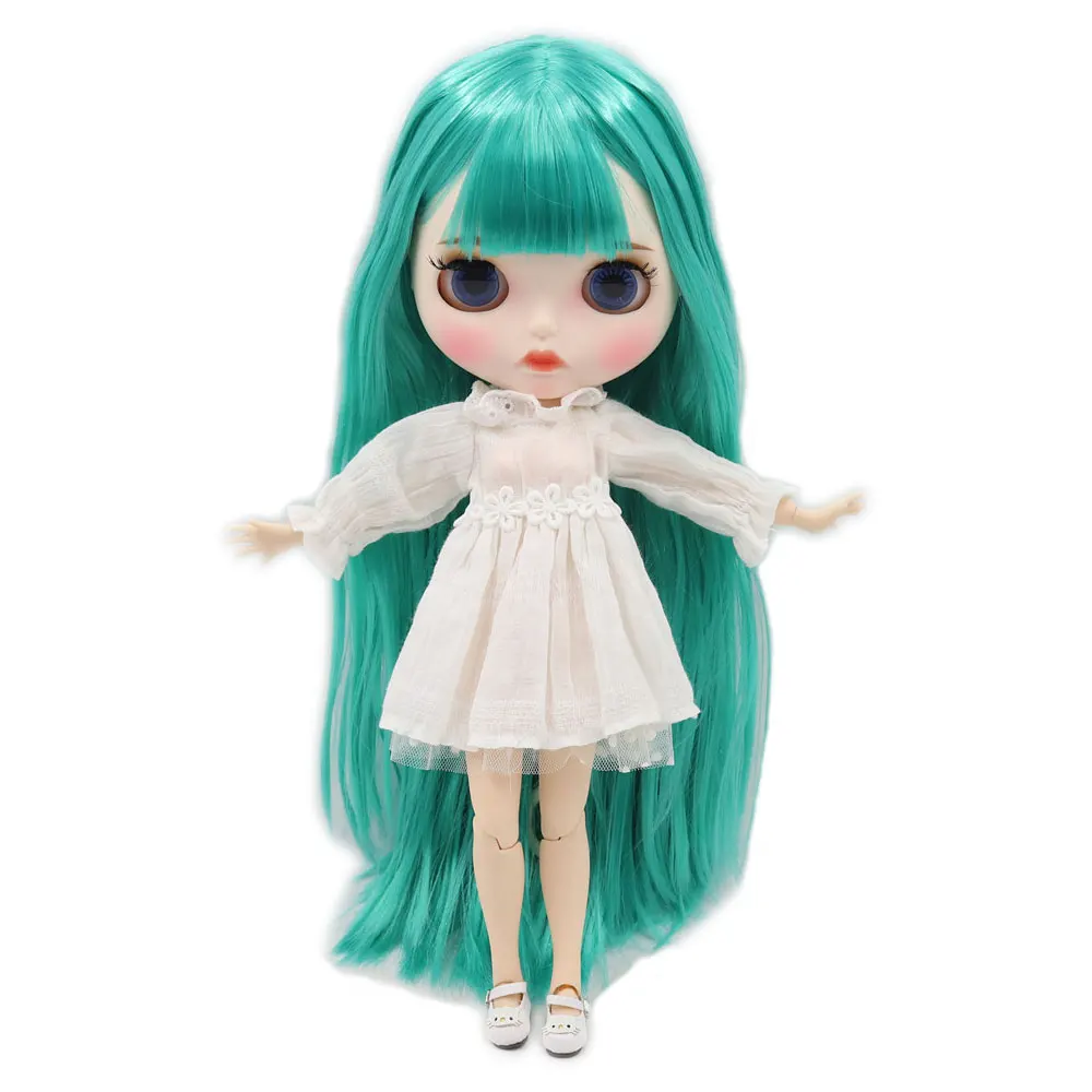 

ICY DBS Blyth doll white skin joint body Green hair new matte face with eyebrows Lip gloss BL4427